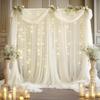 Gaze Weiß Hochzeit Hintergrund 3 Meter Tüll Hintergrund Vorhänge Lichterkette Hintergrund Geburtstagsparty