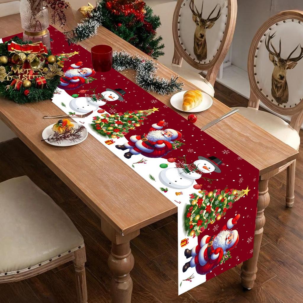 Christmas Santa Snowman Table Runner Christmas Decorations for Home 2026 Xmas Party Table Decor Navidad Noel New Year Tablecloth