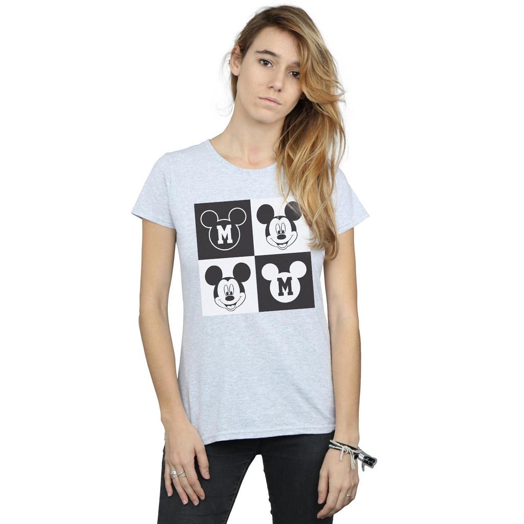 Disney Dámské/Dámské bavlněné tričko Mickey Mouse Smiling Squares