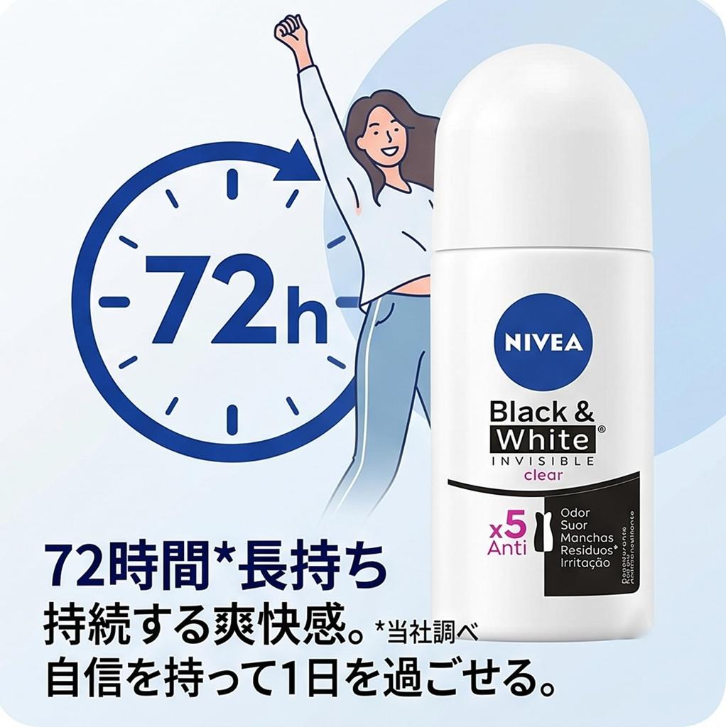 Nivea Antiperspirant Deodorant Black White Invisible Clear 50ml from Women's Roll-On & [Shipped overseas]