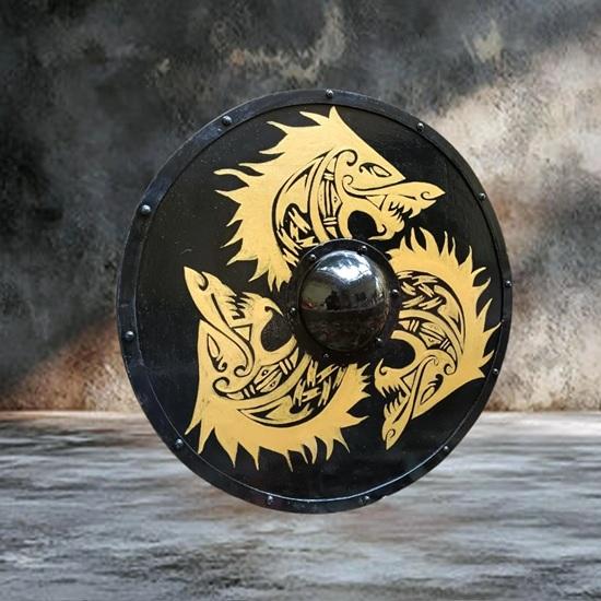 60.96 cm Black Wooden Viking Shield Warrior Shield Ancient War Round Shield Best Gift Decorative