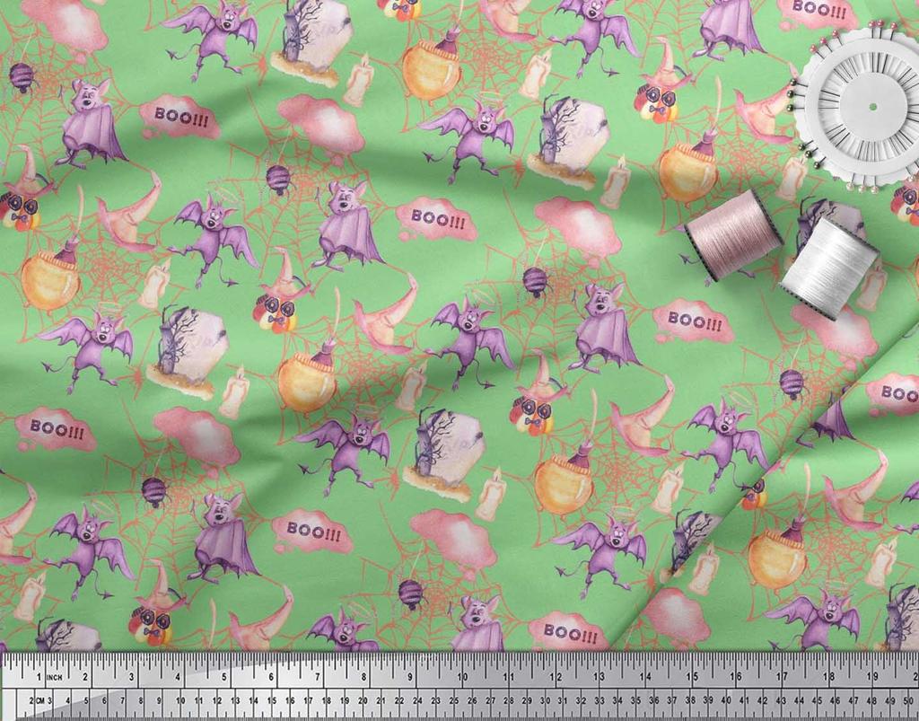 Soimoi Japan Crepe sateng stoff flaggermus, heks lue & trylledrikk Halloween dekor stoff trykt meter 42 tommer