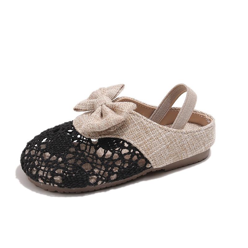 

2026New Summer Sandals for Girls, Fashionable Hollow Bow Slippers, Trendy Korean Style Casual Shoes Princess slippers 22-25/Four pairs in one h чорний