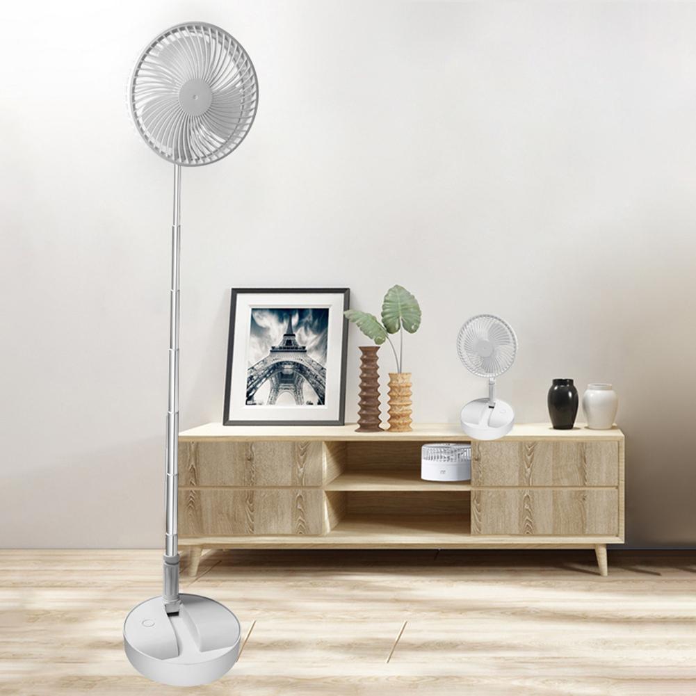 USB Rechargeable Folding Telescopic Floor Fan Summer Mute Student Desktop Fan