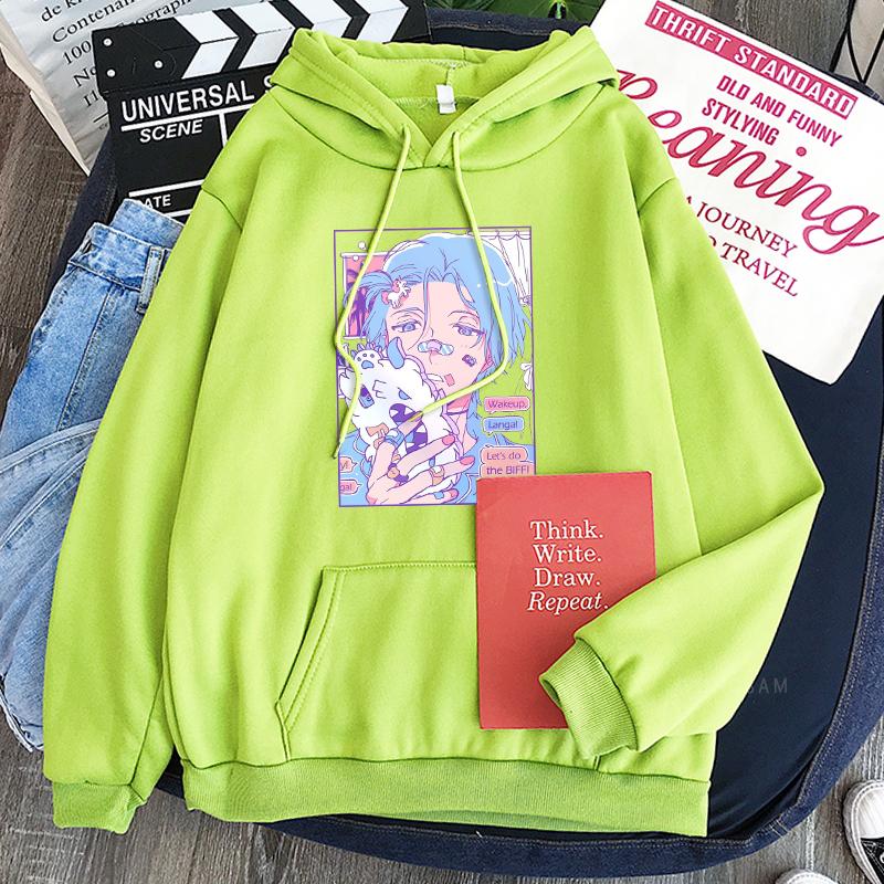Kawaii Anime SK8 The Infinity Langa Hoodies Harajuku Ästhetik Cartoon Streetwear Herren Damen Langarm Patchwork Sweatshirt