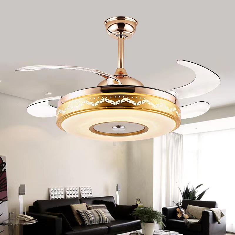 42-Inch LED Ceiling Fan with Invisible Blades for Restaurant, Living Room, Bedroom - Enhanced Airflow