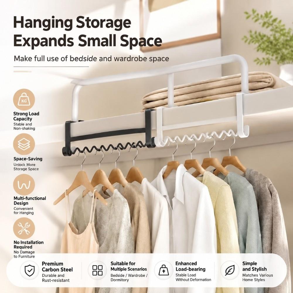 Carbon Steel Bunk Bed Hanging Hook Punch Free Over Bed Rail Hanger Dorm Storage Hook  Dorm Storage