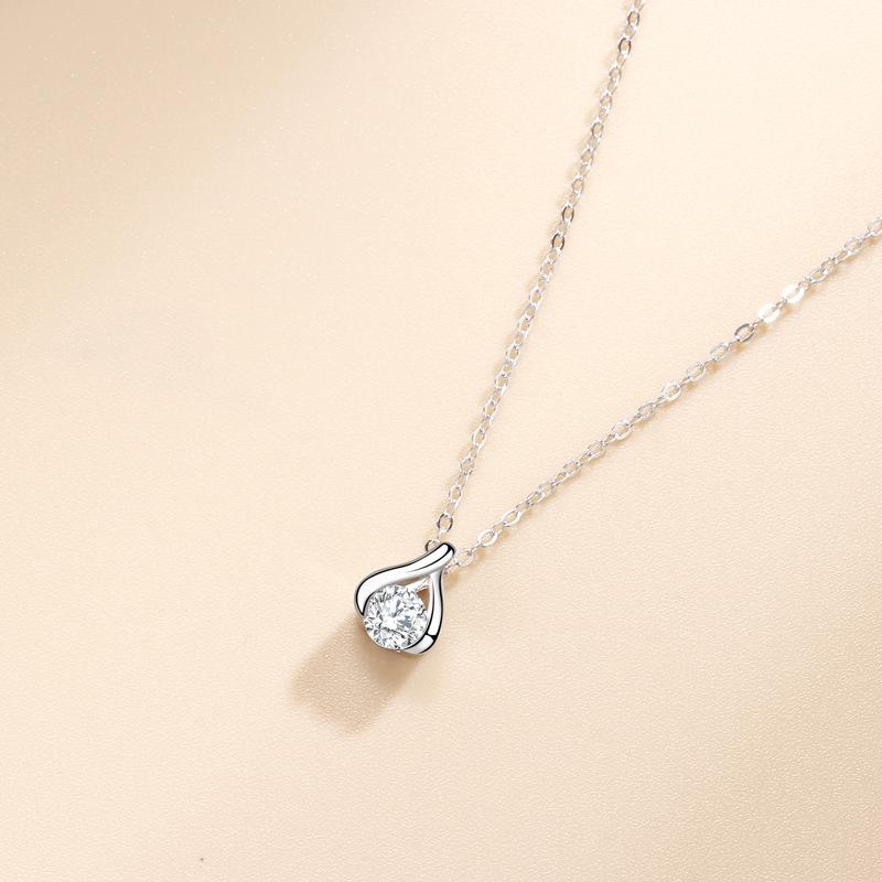 Water Drop-Shaped Diamond-Encrusted Pendant Necklace Femininity Versatile Niche Design Accessories Light Luxury Ins Style Quality