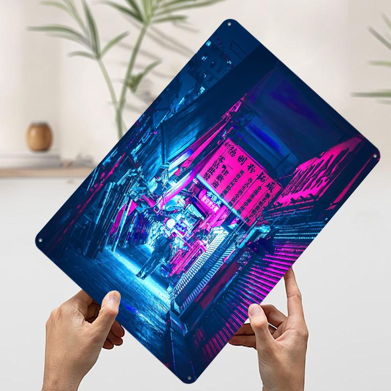 Cyberpunk Tone Metal Poster Customized Wall Art Retro Vintage Tinplate Signs for Man Cave Living Room Decoration Bathroom Decor