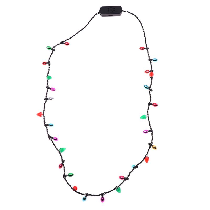 Light Glowing Led Necklace Flashing Light-Up Blinking Christmas Lights Costume Necklace 8 Led Bulbs Glow Props Party Supply