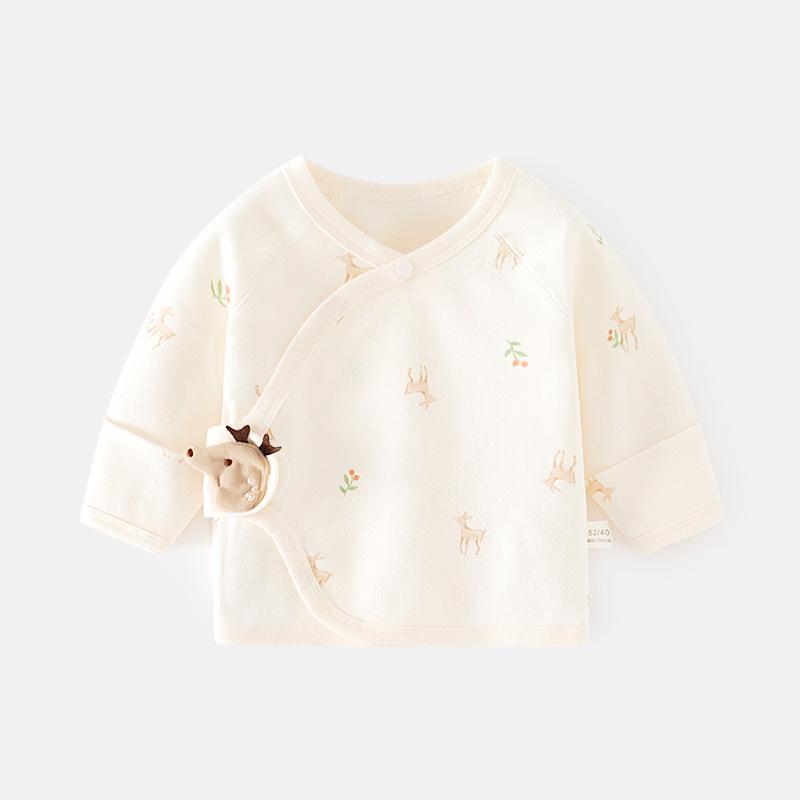 Neugeborenen Knochenlos Reine Baumwolle Klettverschluss Halbrücken Pyjama - Frühling/Herbst Stil Baby Oberteil
