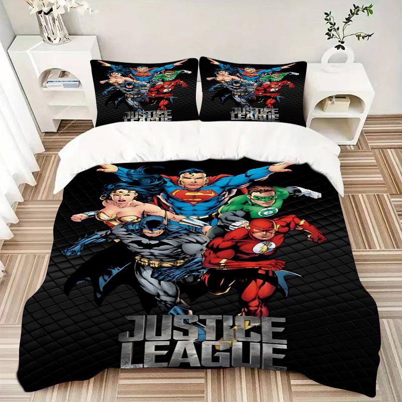 

3pcs Superhero, Justice_League Cover Set, Bedding Set, Soft Comfortable Duvet Cover, For Bedroom, Guest Room (1*Duvet Cover + 2*Pillowcases, 155x200cm