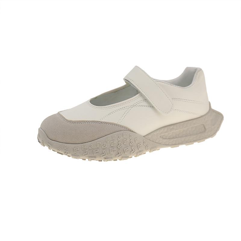 Mary Jane schoenen met dikke zool en interne hoogteverhoging 2025 nieuwe zilveren klittenband casual niche sport ballet single schoenen dames