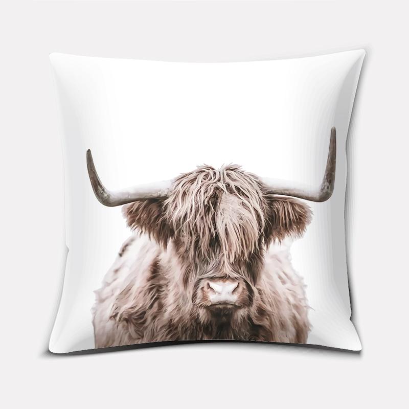 Scottish highland cow pattern super soft pillow case sofa cushion cushion decorative pillow
