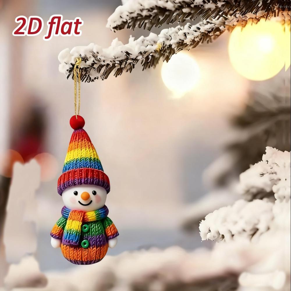 Colorful Christmas Snowman Decorations Acrylic Christmas Tree Pendant  Festive Season