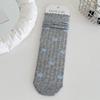 Women's Gray Lace Bow Mid-Calf Cotton Socks - Cute, Thin, Sweat-Absorbent, Boneless Design