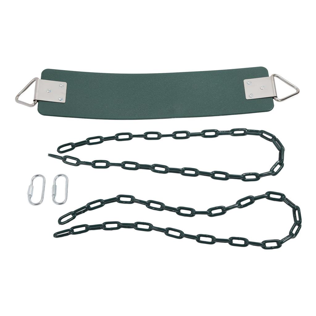 Venkovní houpačka z měkkého EVA materiálu s potaženými řetězy, tmavě zelená, snadná instalace, nosnost až 200 kg