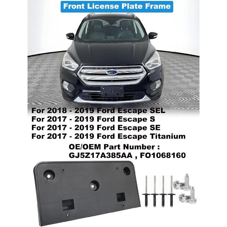 FASTCHE Рамка для переднего номерного знака Совместима с Ford Escape 2017 2018 2019 Крепежный кронштейн держателя номерного знака для переднего бампера Чехол Замена #