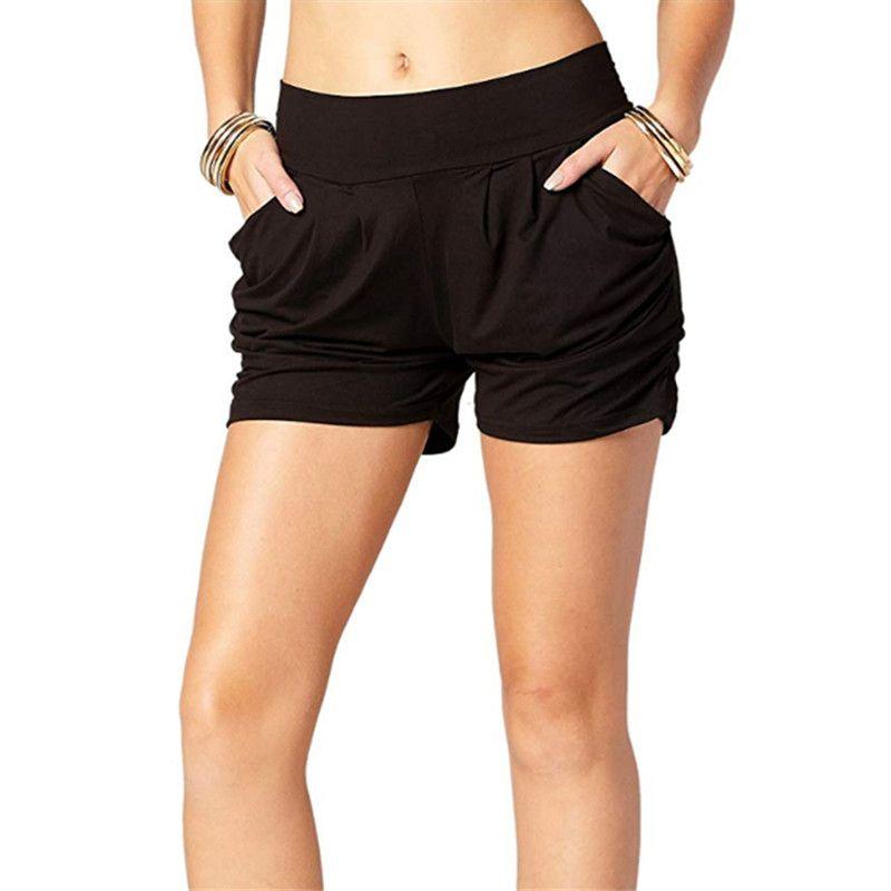 Stylish Women Summer High Waist Casual Shorts Featuring Pleated Design And Soft Material With Pockets