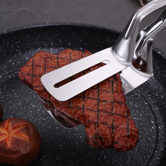 1Pcs Stainless Steel Spatula Tong Long Handle Multifunction BBQ Steak Meat Fish Frying Bread Serving Kitchen Food Flip Shovel Grill Clamp