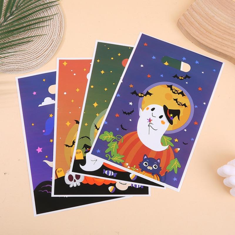 10/30/40/50/100Pcs Halloween Candy Bags Pumpkin Ghost Cookies Gift Packing Bags Trick Or Treat Bags Halloween Decorations