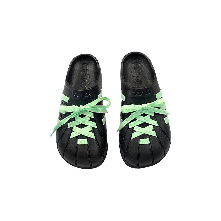 Adidas Adilette Slip Resistant Closed Toe Slippers Unisex Black Green GZ5886(Team47-)