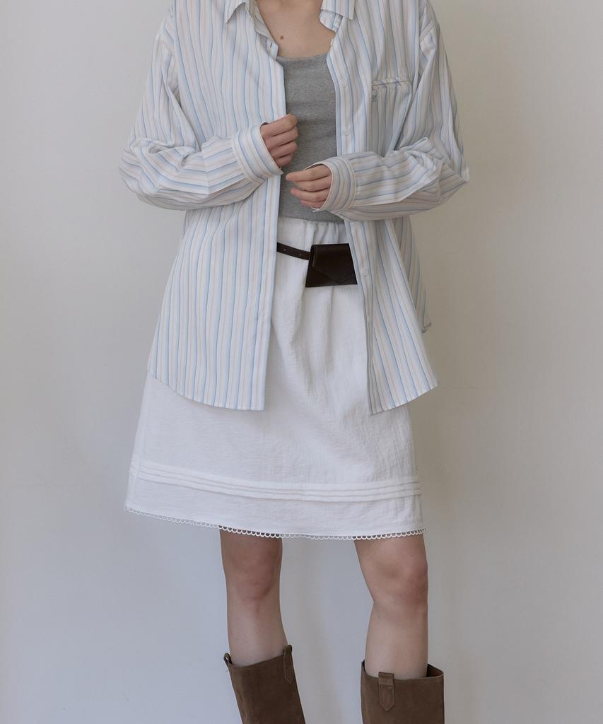 Our Hope Seersucker Pintuck Midi Skirt - White