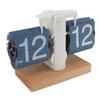 Flip Desk Clock Auto Mechanical Flip 12H AM PM Wood Base Battery Powered Vintage Retro Digital Table Clock for Home