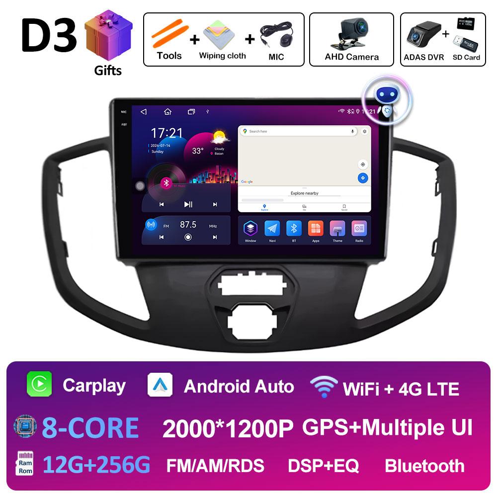 Android 14 Wireless Carplay For Ford Transit 2015 2016 2017 2018 Navigation GPS Cooling Fan Autoradio Car Multimedia Player WIFI