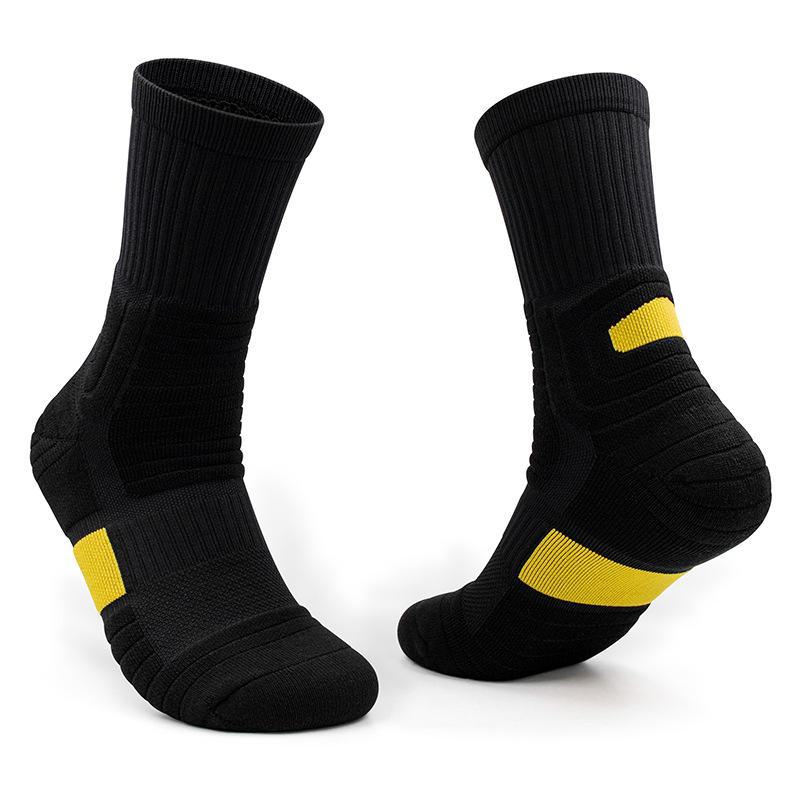 Men's Thick Towel Bottom Basketball Socks, Elite Mid-Length High-Top Running Outdoor Sports Socks