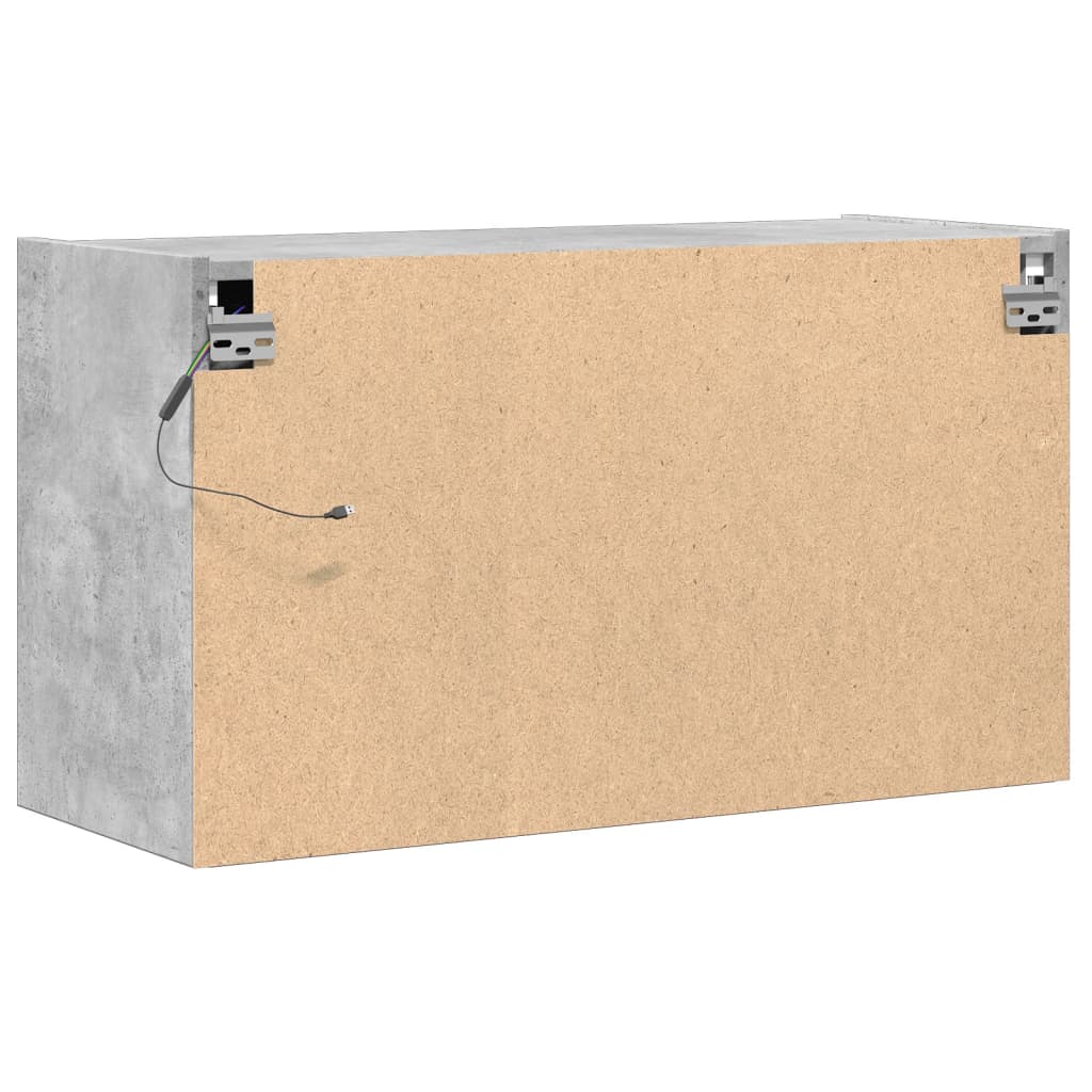 TV Wall Cabinet with LED Lighting Concrete Grey 80 x 31 x 45 cm