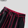 INCERUN Men Elastic Waist Hit Color Belt Casual Thin Harem Pants with Pockets