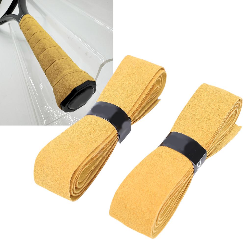 2 Pezzi Nastro per Impugnatura Racchetta da Tennis in Pelle Antiscivolo Manico Canna da Pesca Fascia Assorbi Sudore Coprimanico Ergonomico per Canne