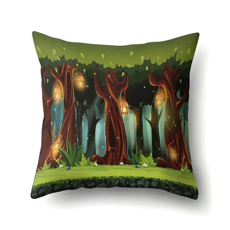 Ocean Pillowcase Cartoon Pattern  Lumbar Pillow Sofa   Cushion