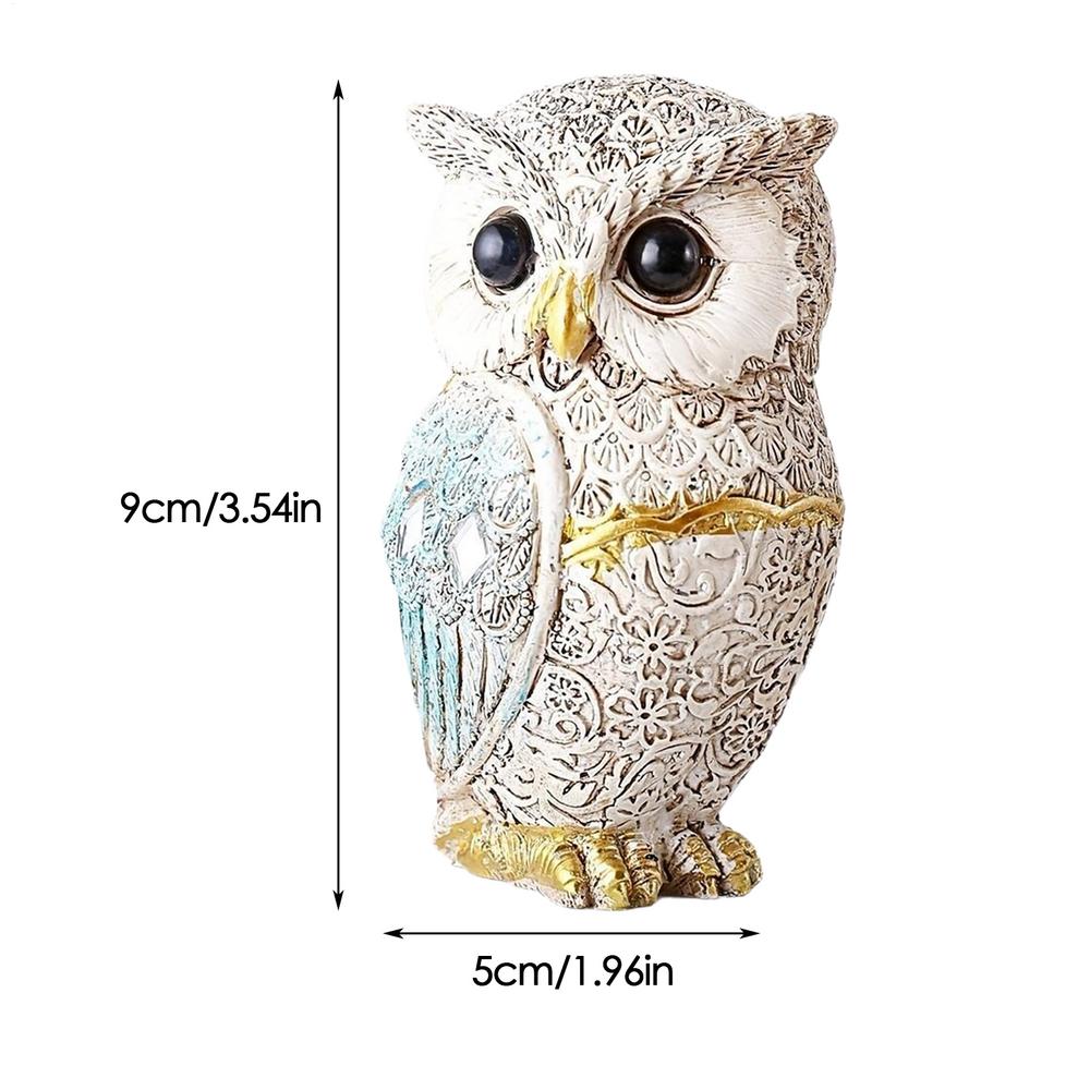 Owl Figurines Owl Garden Statue Handmade Resin Sculpture Ornaments Decoration Shelf Decor for Bathroom Desk Tabletop Living Room