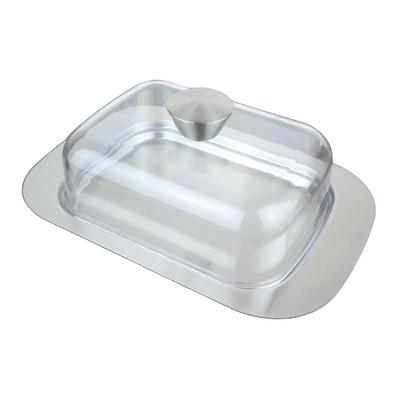Stainless Steel Butter Dish Cake Dessert Bread Serving Tray Buffet Food Container Furit Salad Steak Storage Box with Cover