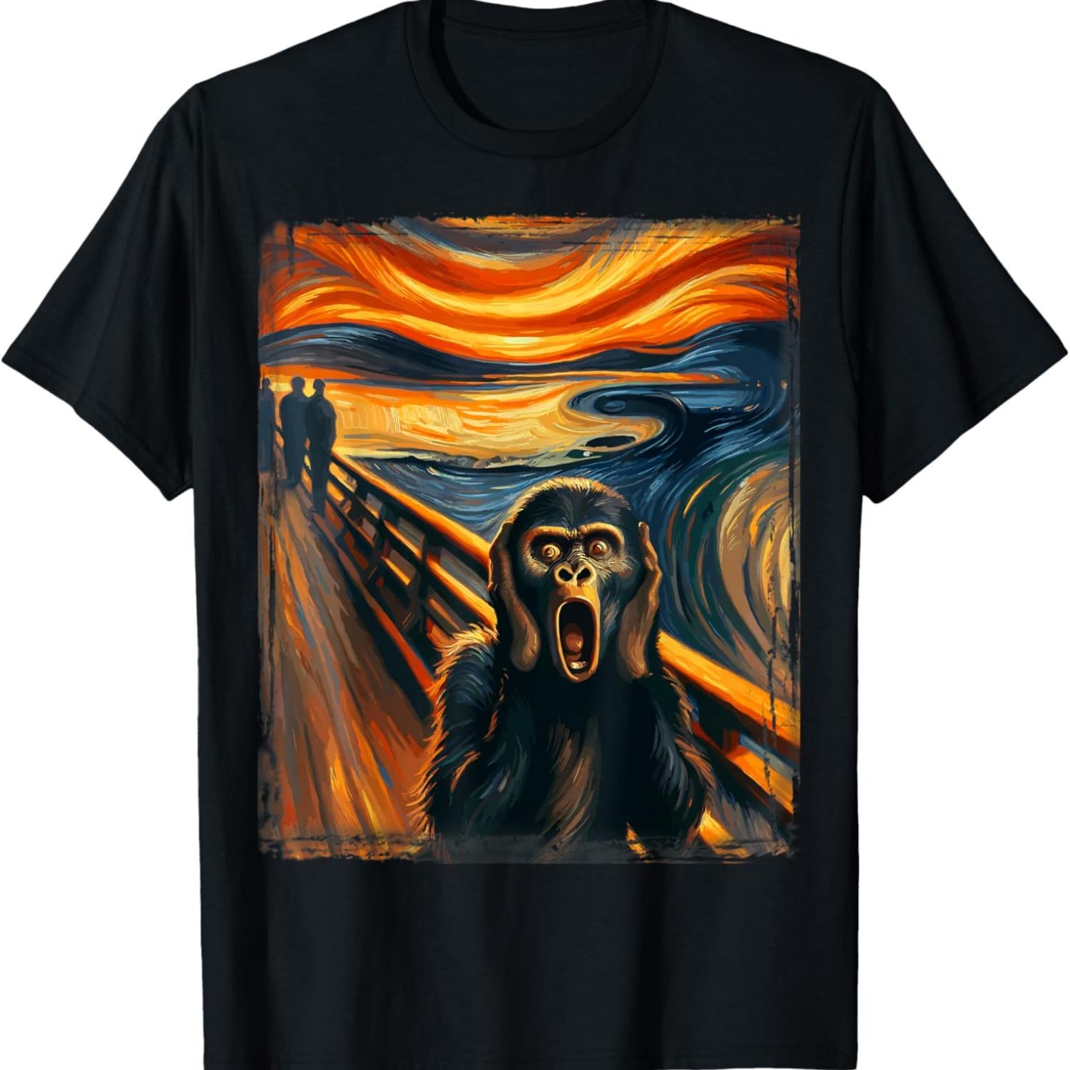 

Artsy Scream Shirt for Gorilla Lovers Artistic Gorilla T-Shirt S