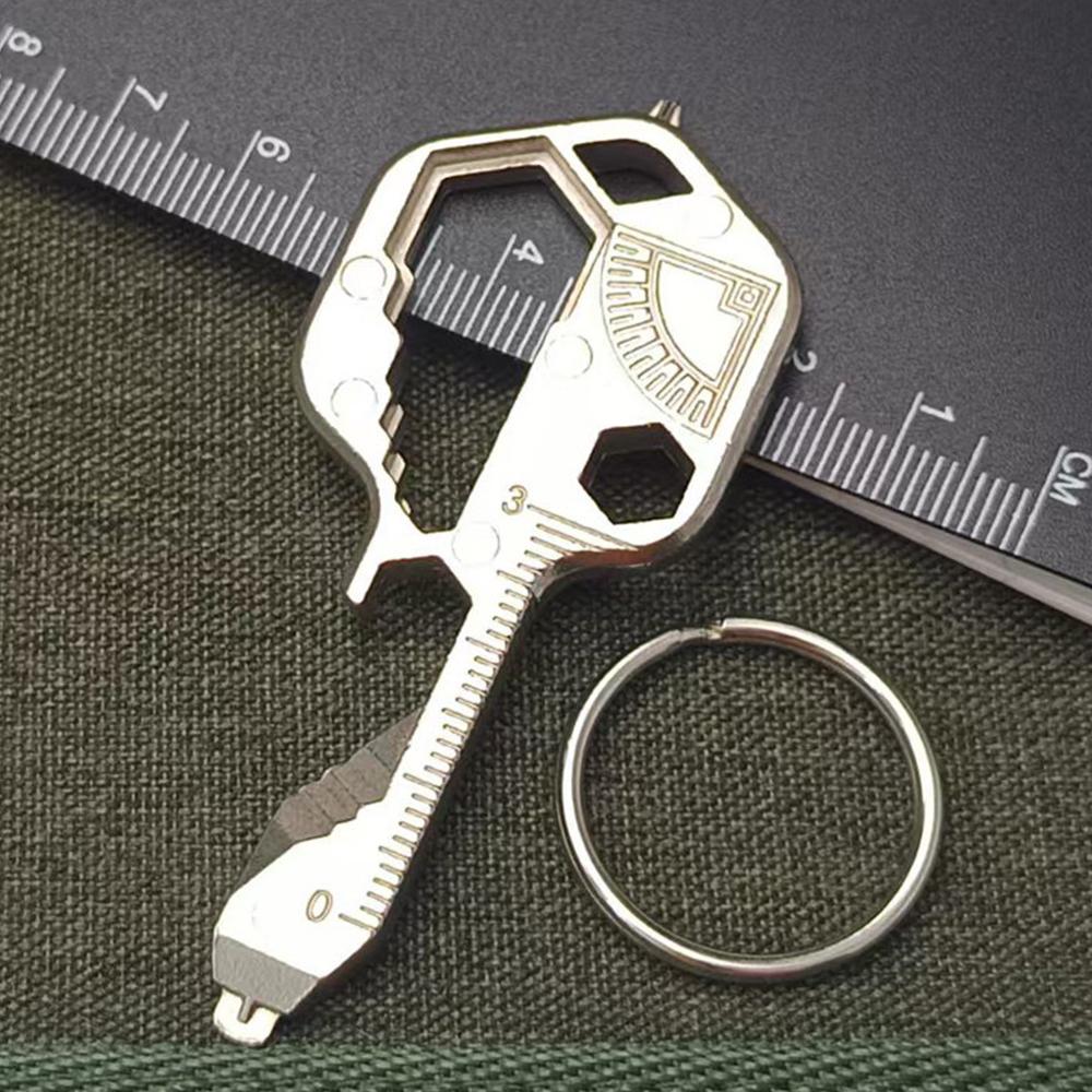 Multifunktionell nyckelring i zinklegering med skruvmejsel & flasköppnare, Bärbar kreativ karbinhake för EDC Utomhus Hemmabruk