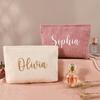 Personalized Embroidered Corduroy Makeup Bag Letter Toiletry Cosmetic Pouch Bridesmaid Proposal Gift Custom Makeup Bag for Women