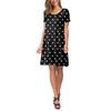Women Summer Short Sleeve Flower Printed Pockets Sundress Casual Swing Dress
