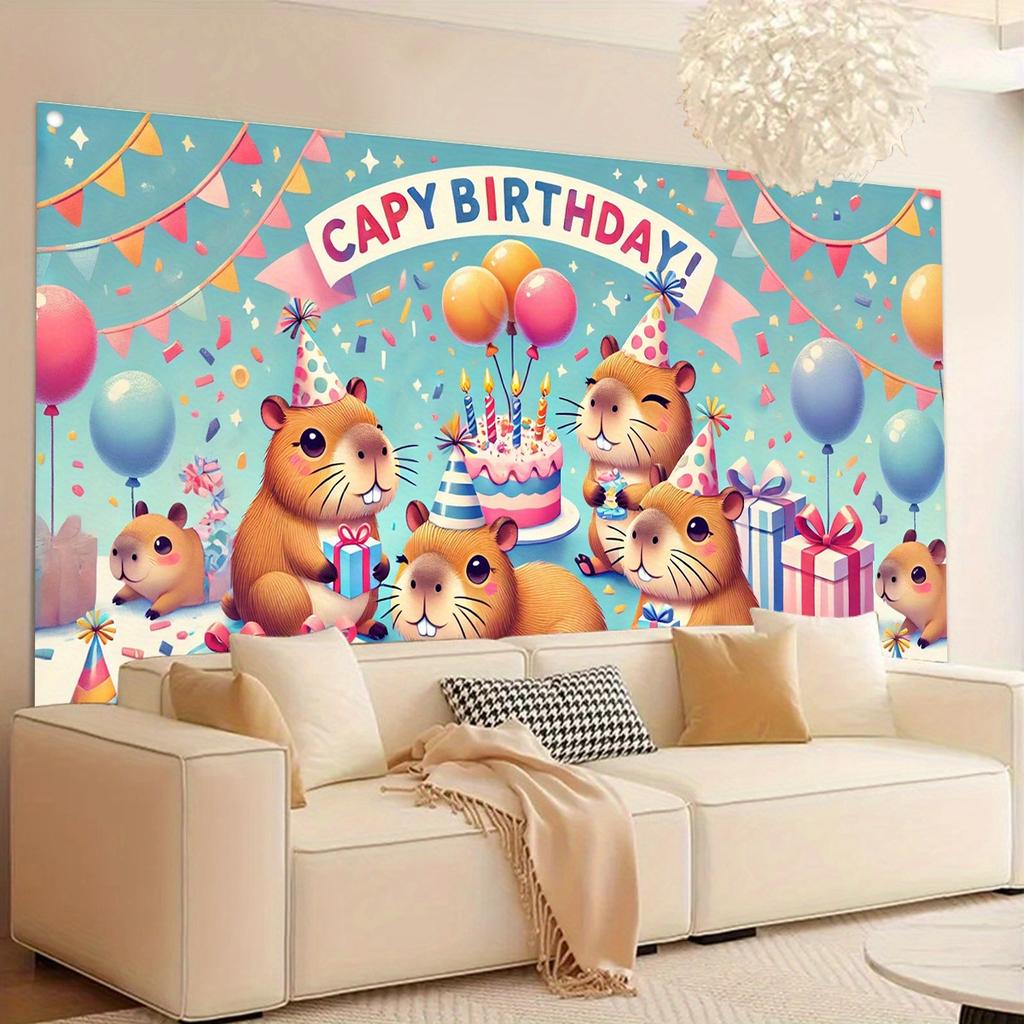 1 Piece a Party Capybara Birthday Celebration a Cute Capybara-themed Party Background Cloth a Birthday Party Decoration