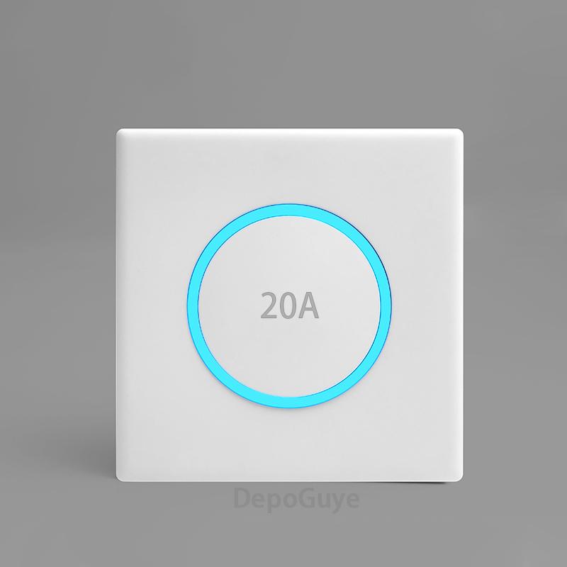 White 1 2 3 4 Gang Button Light Switch Panel Blue LED Indicator,UK Standard Wall Socket Universal Dual 3Pin USB C Power Outlet