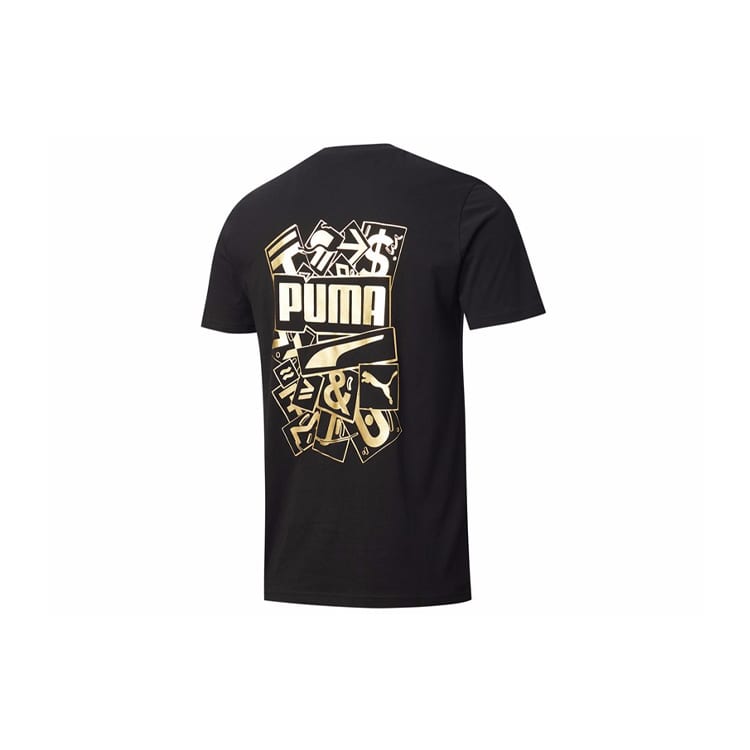 PUMA T Shirts Men's Black Crew Neck Moderate Straight Fit 587582-01