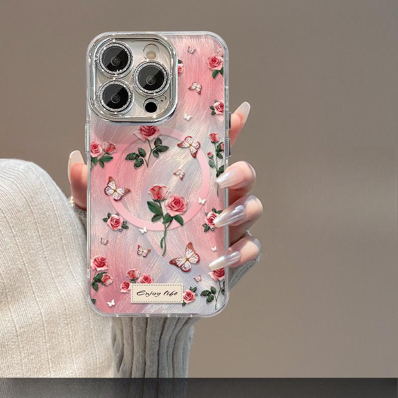 

Магнитный держатель-подставка «Роза-бабочка», подходит для мобильного чехла Apple 16pro, 15 Полностью закрывающая защитная пленка для объектива, 14 Противоударный, 13 Перо-нить iPhone 11 Pro Max