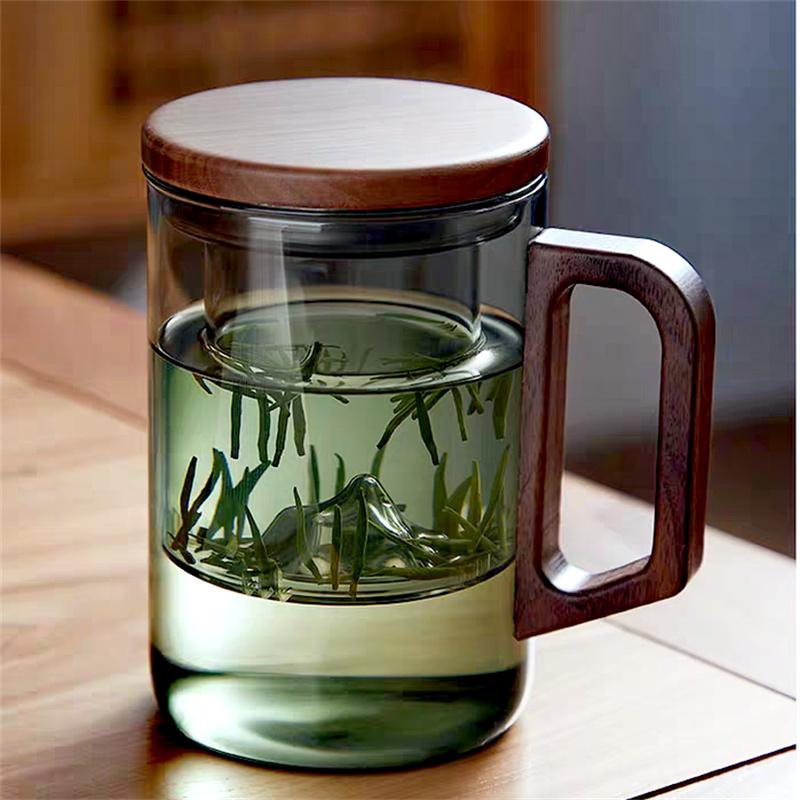 Large Capacity 800ml 1000ml Tea Water Separation Glass Tea Mug With Mountain Bottom Filter Heat Resistant Tea Making Cup Teaware