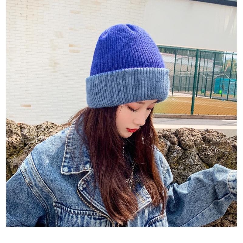 Unisex Herbst Winter Strickmütze Weiche Verdickte Wollmütze Doppelseitiger Ohrenschutz Beanies Mütze Damen Herren