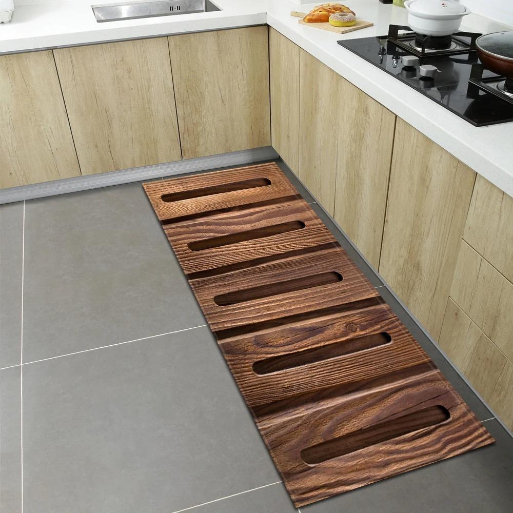 Wood Grain Floor Pattern Home Kitchen Floor Mat Door Front Decoration Floor Mat