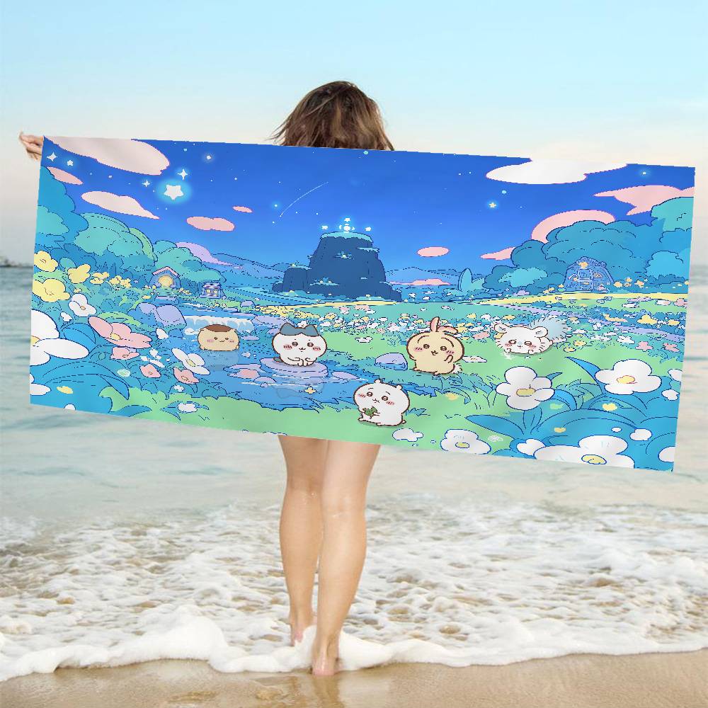 Cute Cartoon C-ChiikawaS Anime Beach Swimming Towel Soft Absorbent Washcloth Children's Gifts for Kids Travel Camping Gym