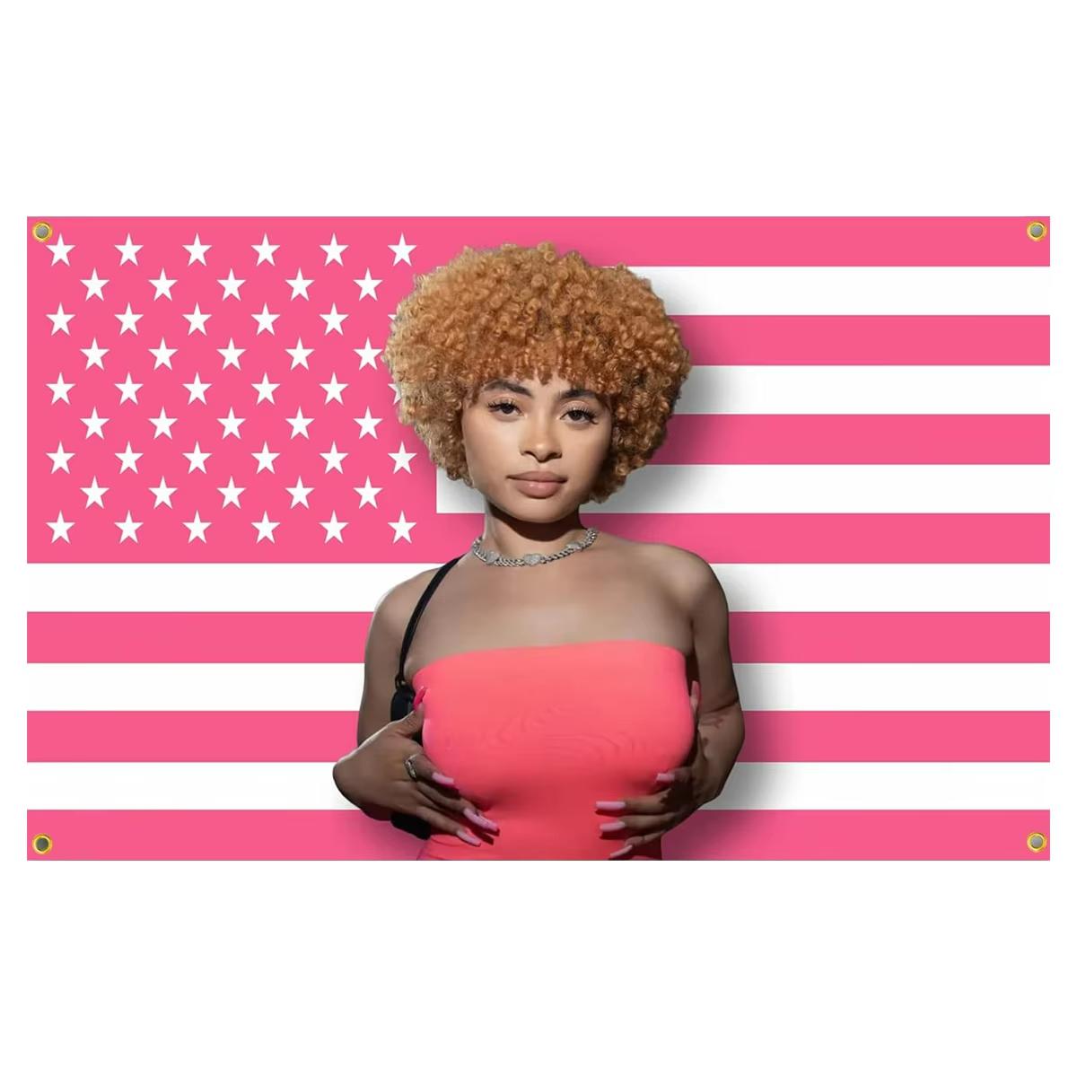 Ice Spice Tapestry Wall Tapestry Ice Spice American Flag Pink Tapestry For Home Room Decor 74x94cm(29x37in)