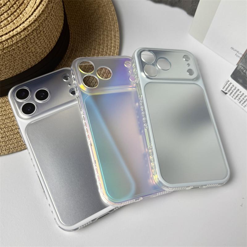 INS Gradient Matte Laser Seven Colors Phone Case For Apple iPhone 17 16 15 Pro Max Camera Lens Proteciton Shockproof Hard Cover